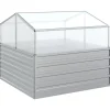 Pelouses & Jardins-vidaXL Lit surélevé de jardin avec serre 100x100x85 cm Argenté