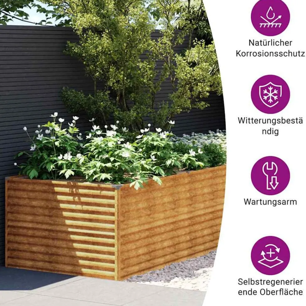 vidaXL Lit surélevé de jardin 479x100x69 cm acier corten