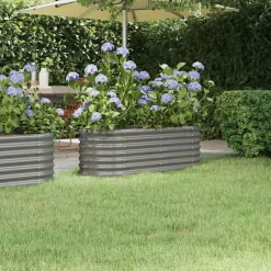 Pelouses & Jardins-vidaXL Lit surélevé de jardin Acier galvanisé 114x40x36 cm Gris