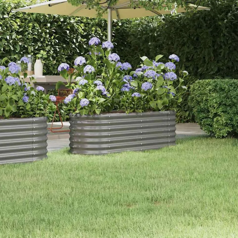 Pelouses & Jardins-vidaXL Lit surélevé de jardin Acier galvanisé 114x40x36 cm Gris