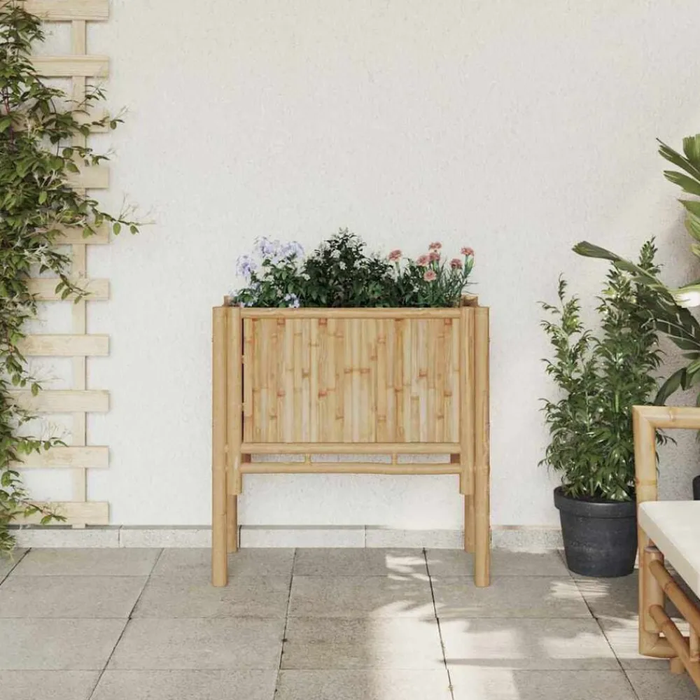Pelouses & Jardins-vidaXL Lit surélevé Marron 70 x 35 x 70 cm Bambou