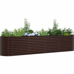 Pelouses & Jardins-vidaXL Lit surélevé 400 x 80 x 81 cm Acier Marron