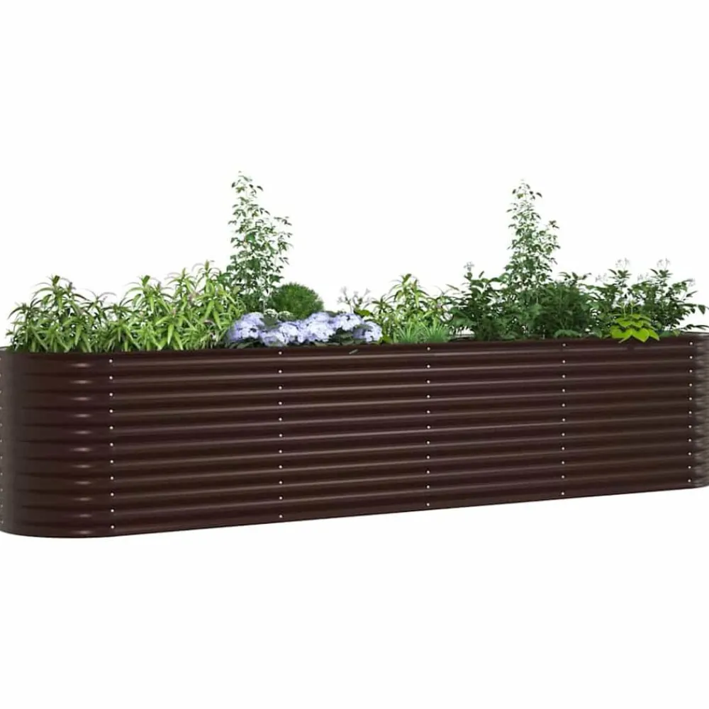 Pelouses & Jardins-vidaXL Lit surélevé 400 x 80 x 81 cm Acier Marron