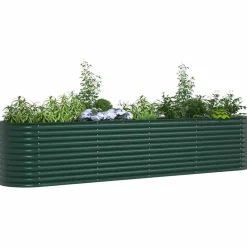 Pelouses & Jardins-vidaXL Lit surélevé 400 x 80 x 81 cm Acier Vert