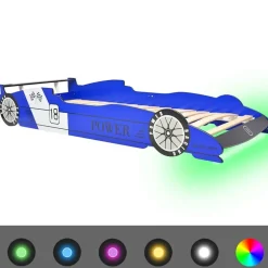 Mobilier Pour Bébés & Tout-Petits-vidaXL Lit voiture de course pour enfants avec LED 90 x 200 cm Bleu