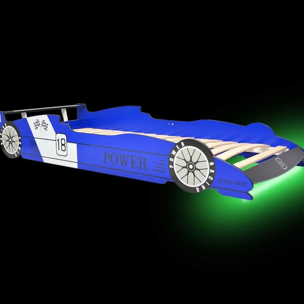 Mobilier Pour Bébés & Tout-Petits-vidaXL Lit voiture de course pour enfants avec LED 90 x 200 cm Bleu