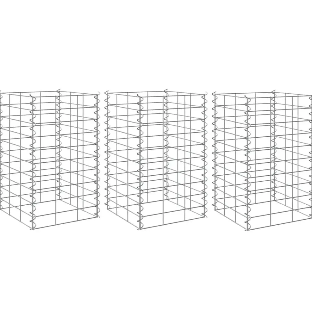 Pelouses & Jardins-vidaXL Lits surélevés en gabion 3 pcs 30x30x50 cm Fer