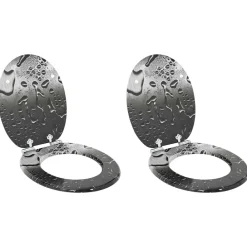 vidaXL lot de 2 Siège WC MDF Couvercle fermeture douceur Goutte d'eau