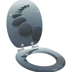 vidaXL lot de 2 Sièges WC MDF couvercle à fermeture en douceur Pierres