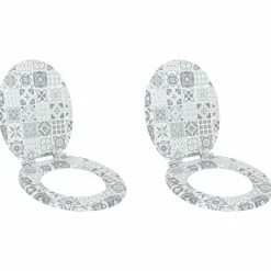 vidaXL lot de 2 Sièges WC MDF Couvercle à fermeture douceur Porcelaine