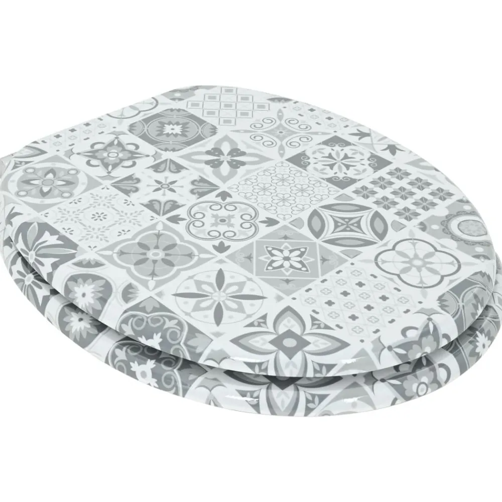 vidaXL lot de 2 Sièges WC MDF Couvercle à fermeture douceur Porcelaine