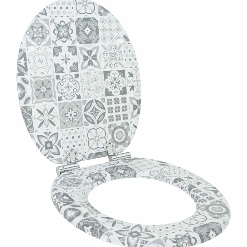vidaXL lot de 2 Sièges WC MDF Couvercle à fermeture douceur Porcelaine