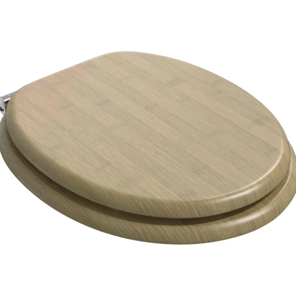 Plomberie-vidaXL lot de 2 Sièges WC MDF couvercle à fermeture en douceur Bambou