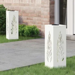 Luminaires-vidaXL Lumière de chemin LED solaire 2 pcs Acier laminé à froid Blanc
