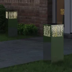 Luminaires-vidaXL Lumière de chemin LED solaire 2 pcs Argenté Galvanisé Acier galvanisé