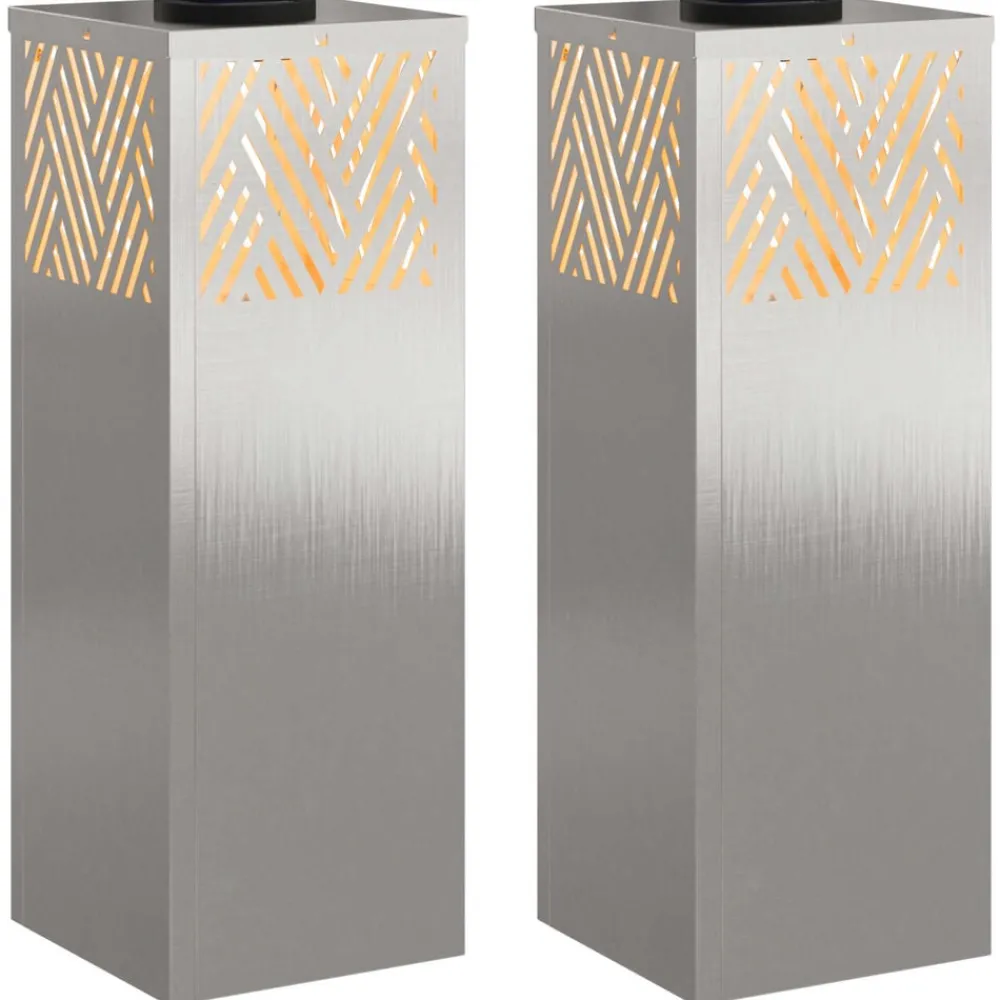 vidaXL Lumière de chemin LED solaire 2 pcs Argenté