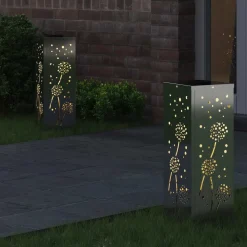 Luminaires-vidaXL Lumière de chemin LED solaire 2 pcs Argenté Acier galvanisé