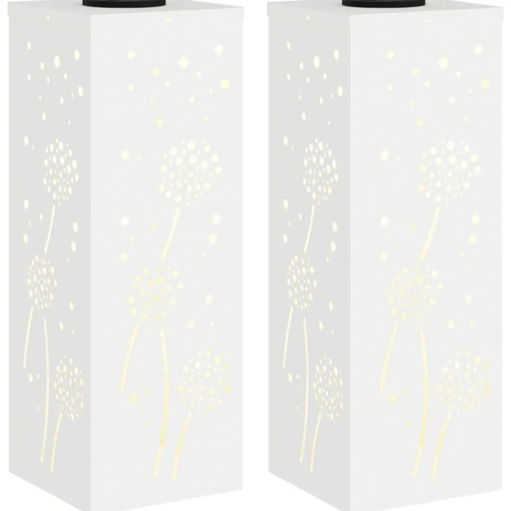 Luminaires-vidaXL Lumière de chemin LED solaire 2 pcs Acier laminé à froid Blanc