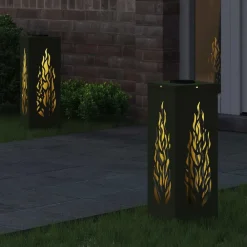 Luminaires-vidaXL Lumière de chemin LED solaire 2 pcs Vert olive