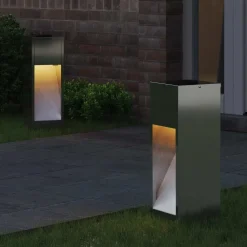 vidaXL Lumière de Chemin LED Solaire 2 pcs Argenté Galvanisé