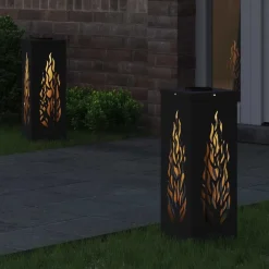 Luminaires-vidaXL Lumière de chemin LED solaire 2 pcs Acier laminé à froid Noir