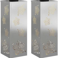 vidaXL Lumière de chemin LED solaire 2 pcs Argenté