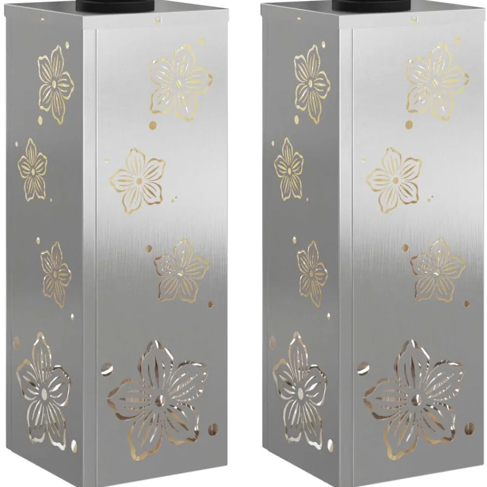 vidaXL Lumière de chemin LED solaire 2 pcs Argenté
