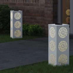 vidaXL Lumière de chemin LED solaire 2 pcs Acier laminé à froid