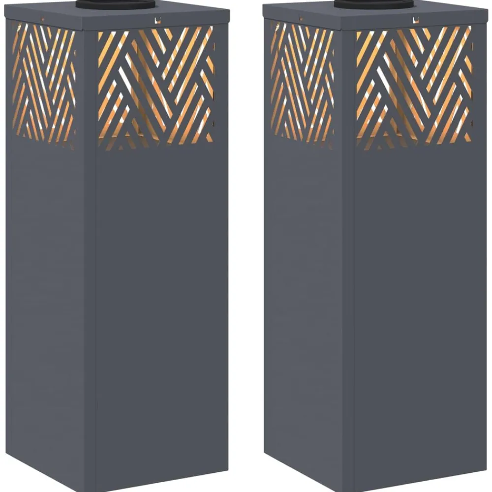 Luminaires-vidaXL Lumière de chemin LED solaire 2 pcs Anthracite