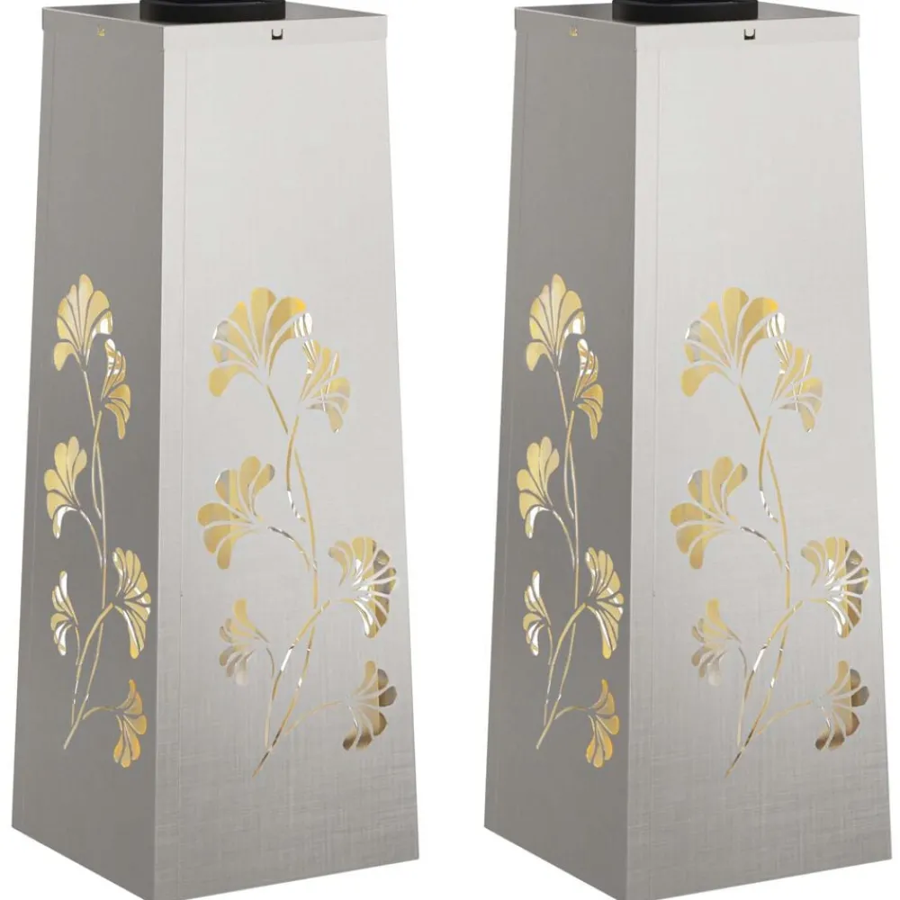 vidaXL Lumière de chemin LED solaire 2 pcs Argenté