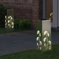 vidaXL Lumière de chemin LED solaire 2 pcs Argenté