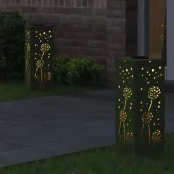 Luminaires-vidaXL Lumière de chemin LED solaire 2 pcs Vert olive