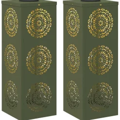 Luminaires-vidaXL Lumière de chemin LED solaire 2 pcs Vert olive