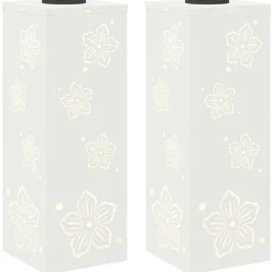 Luminaires-vidaXL Lumière de chemin LED solaire 2 pcs Acier laminé à froid Blanc