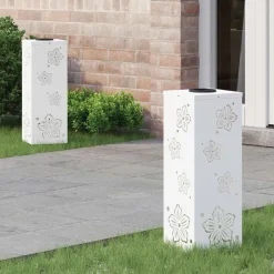 Luminaires-vidaXL Lumière de chemin LED solaire 2 pcs Acier laminé à froid Blanc
