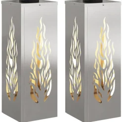 Luminaires-vidaXL Lumière de chemin LED solaire 2 pcs Argenté Acier inoxydable