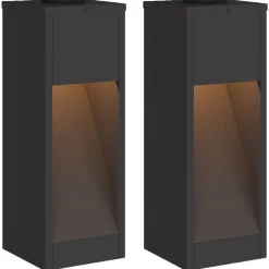 Luminaires-vidaXL Lumière de Chemin LED Solaire 2 pcs Acier laminé à froid Noir