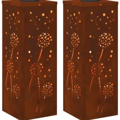 vidaXL Lumière de chemin LED solaire 2 pcs Rouillé