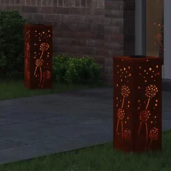 vidaXL Lumière de chemin LED solaire 2 pcs Rouillé