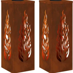 vidaXL Lumière de chemin LED solaire 2 pcs Bronze