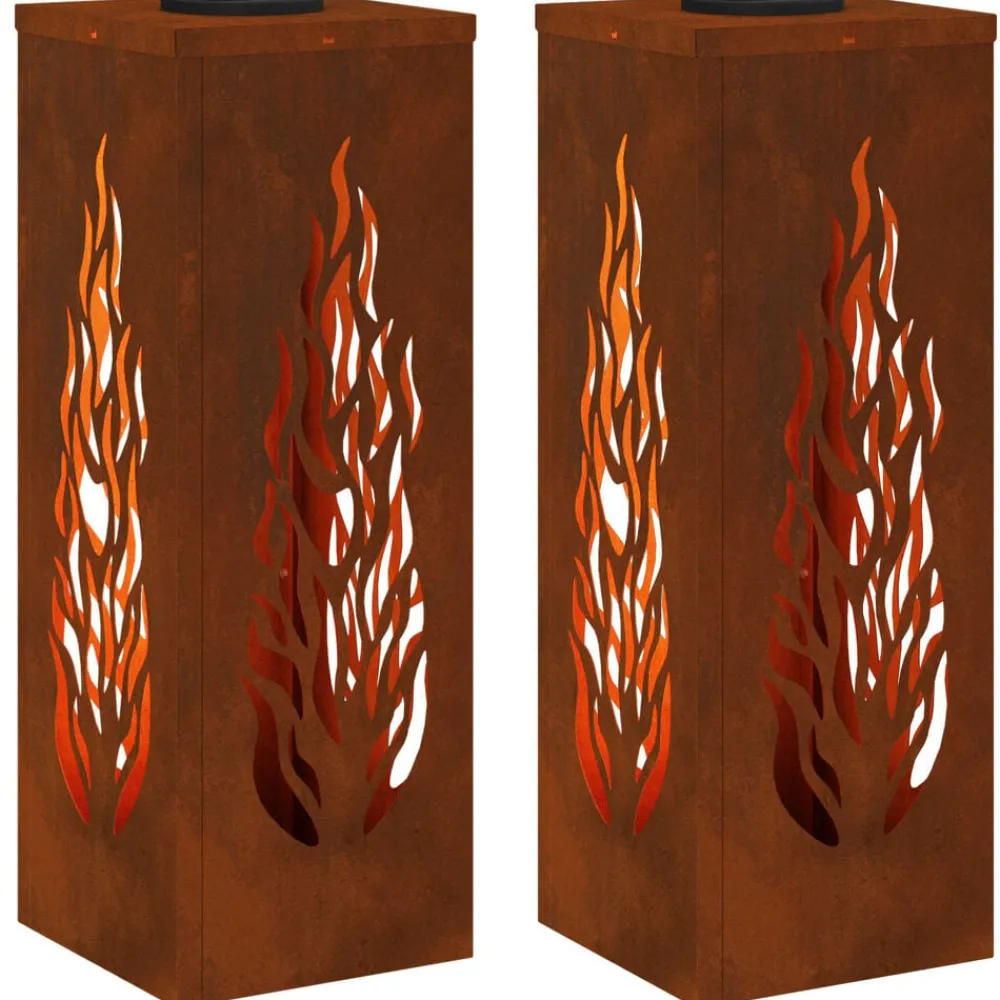 vidaXL Lumière de chemin LED solaire 2 pcs Bronze