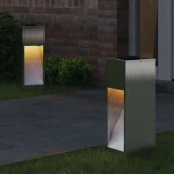 vidaXL Lumière de Chemin LED Solaire 2 pcs Argenté