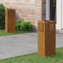 vidaXL Lumière de chemin LED solaire 2 pcs Bronze