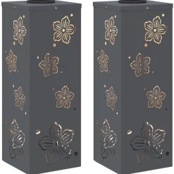 Luminaires-vidaXL Lumière de chemin LED solaire 2 pcs Anthracite