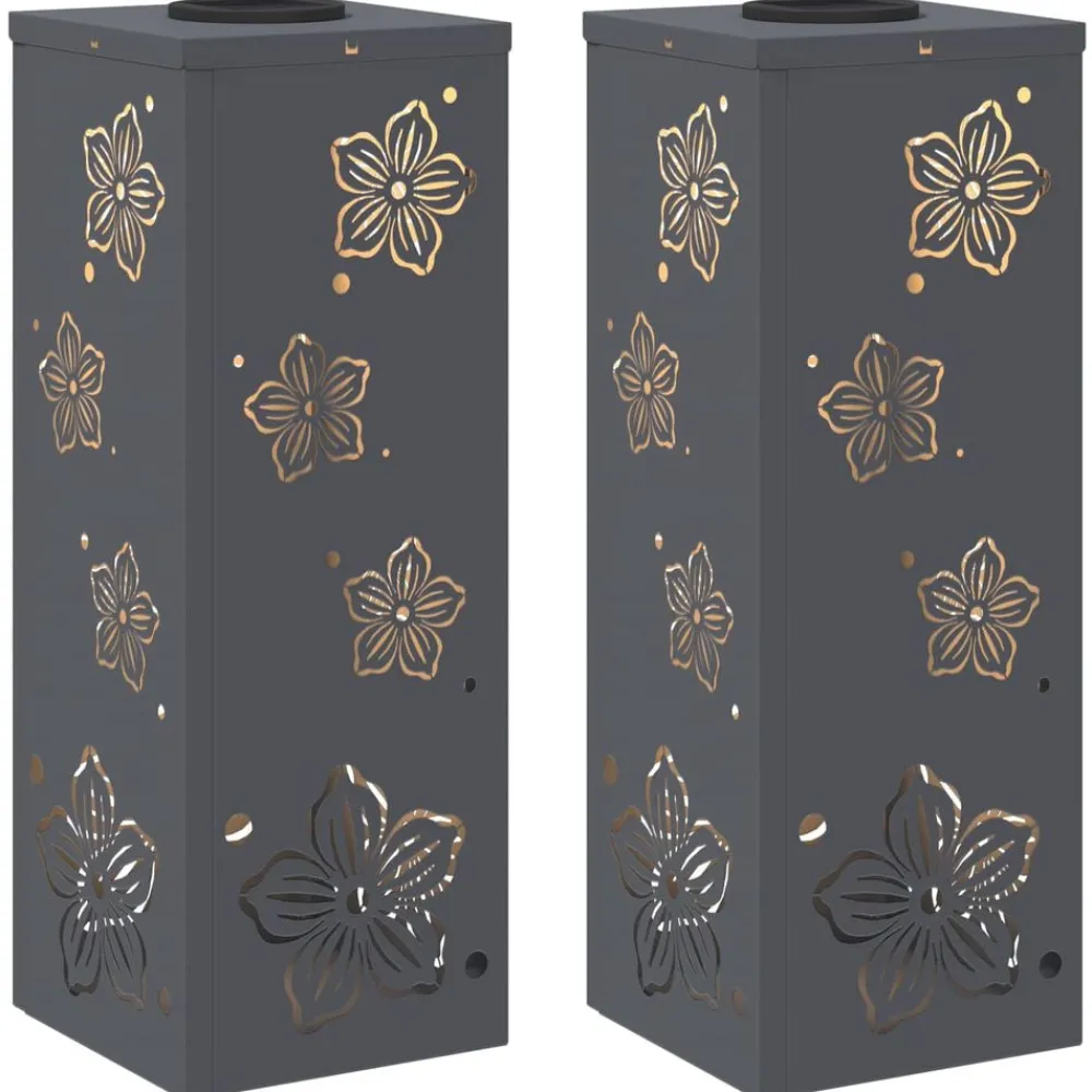 Luminaires-vidaXL Lumière de chemin LED solaire 2 pcs Anthracite