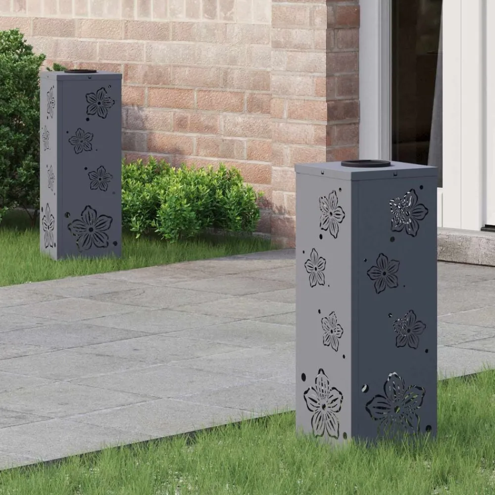 Luminaires-vidaXL Lumière de chemin LED solaire 2 pcs Anthracite