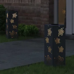 Luminaires-vidaXL Lumière de chemin LED solaire 2 pcs Anthracite