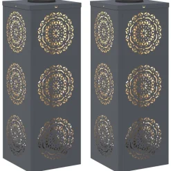 Luminaires-vidaXL Lumière de chemin LED solaire 2 pcs Anthracite