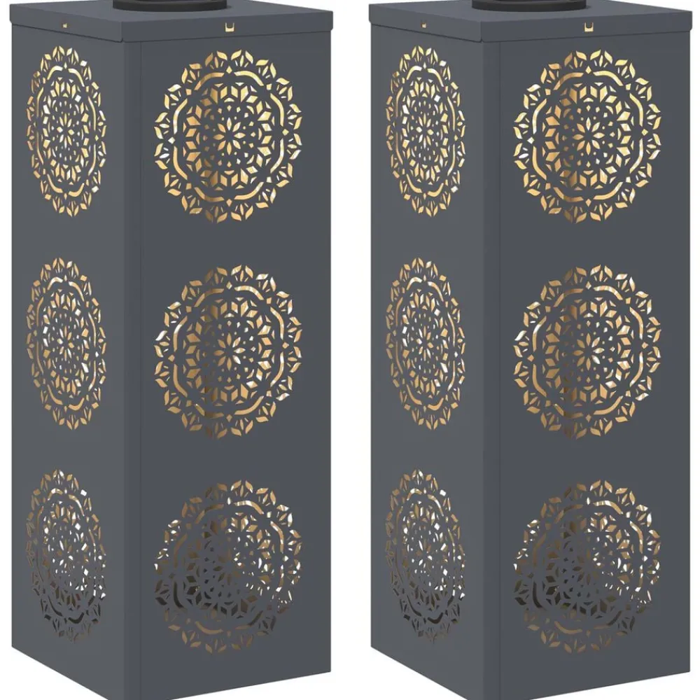 Luminaires-vidaXL Lumière de chemin LED solaire 2 pcs Anthracite