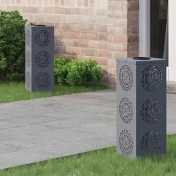 Luminaires-vidaXL Lumière de chemin LED solaire 2 pcs Anthracite